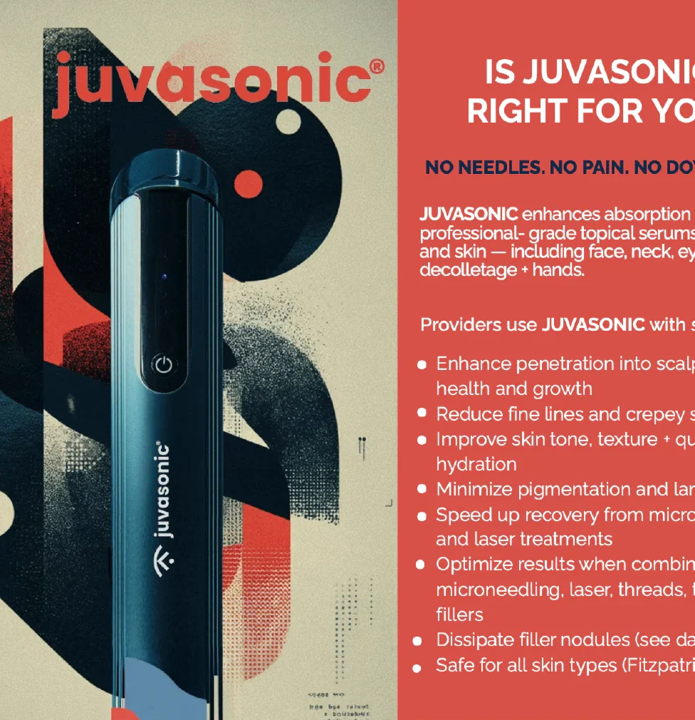 The juvasonic device on the cover of a poster advertising it