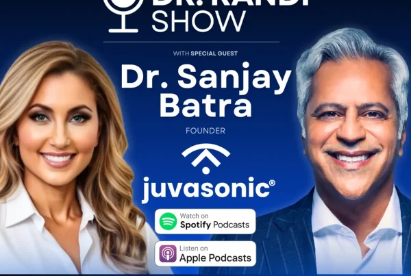 A poster of Dr Randi and Dr Sanjay Burata to advertise their podcast for juvasonic
