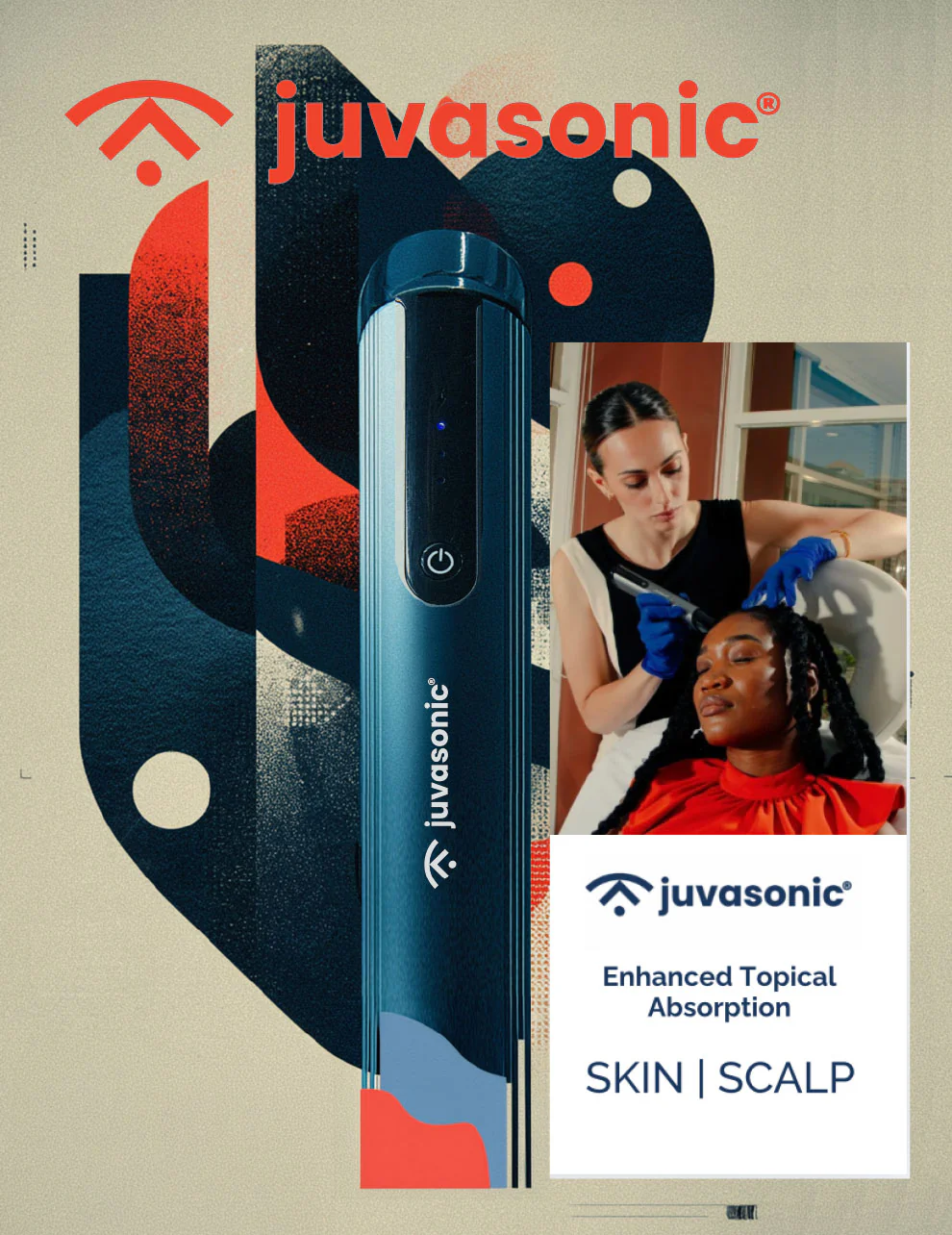 The juvasonic device on the cover of a poster advertising it