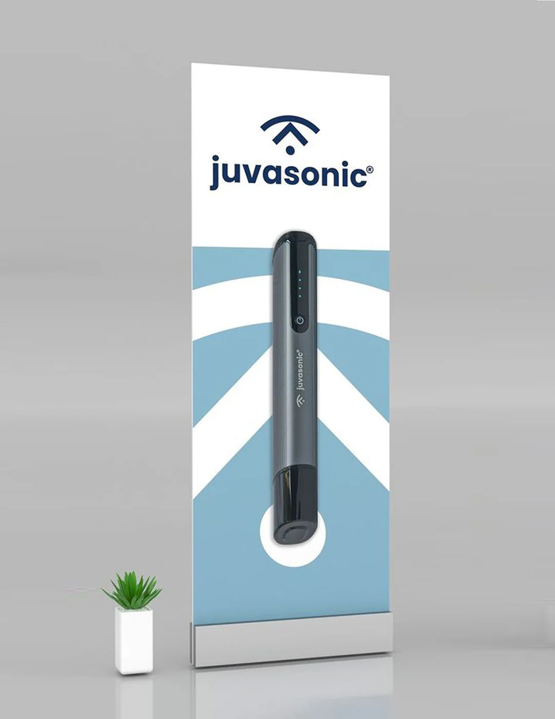 The juvasonic device and logo on an advertising board
